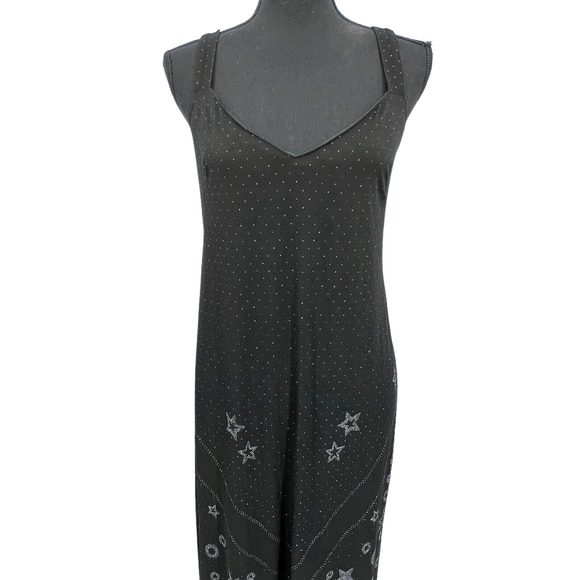 Vintage‎ Platinum Dorothy Schoelen Black Whimsey Goth Celestial Maxi Dress Lg - Picture 4 of 10